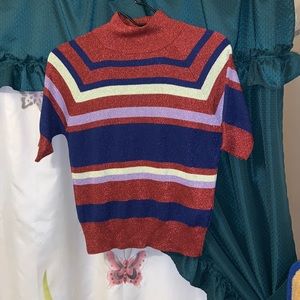 Zara Mock Neck Shimmer Top